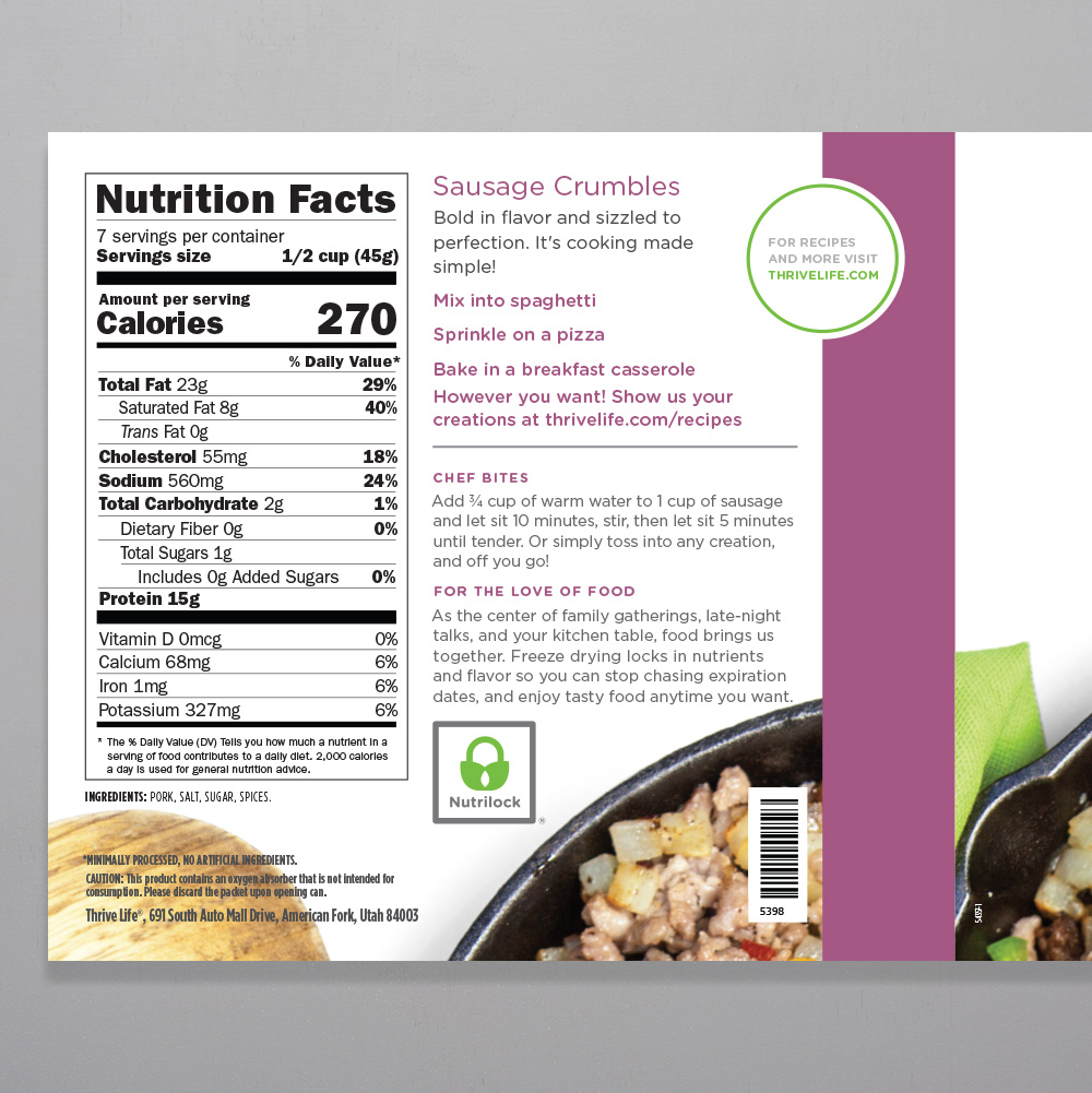 Sausage Crumbles Freeze Dried Meat